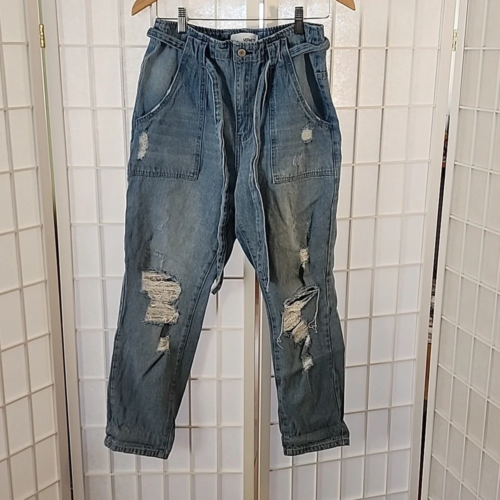Vervet Los Angeles Cropped Hi-Rise Blue Jeans Size 28 x 27 - Picture 1 of 8